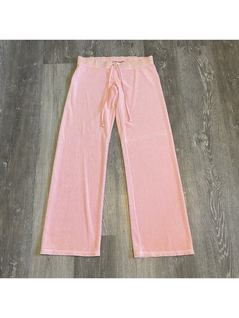 Juicy Couture Women's Light Pink Terry Cloth Wide Leg Pant Loungewear Y2K Size M